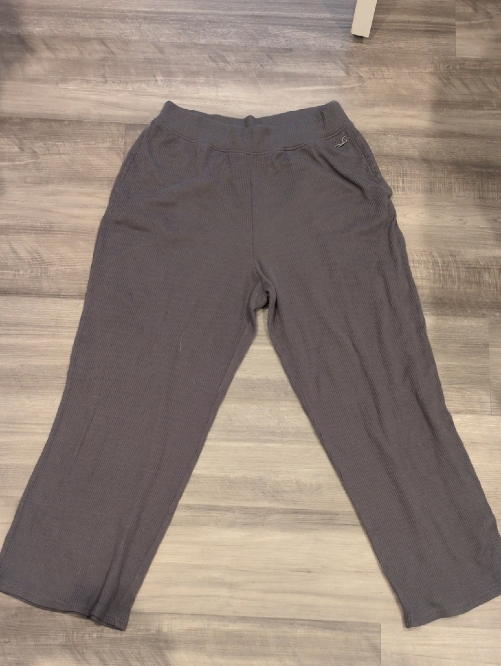 Dark Grey Ribbed Wide Leg Lounge Pants